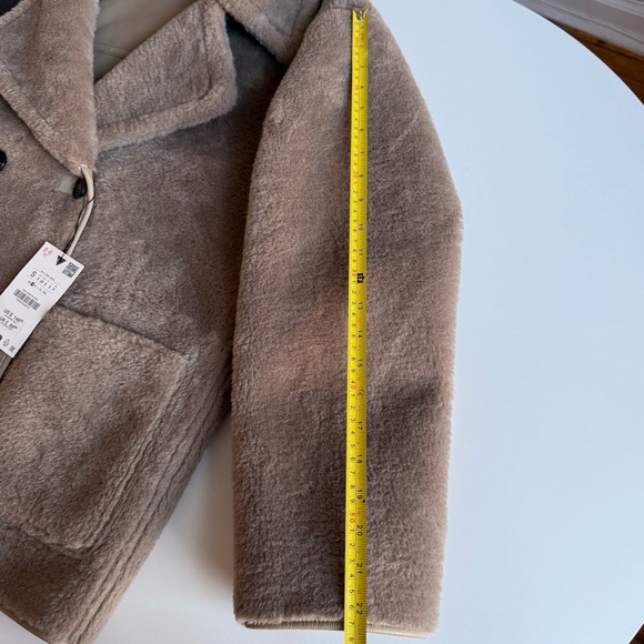 NWT Zara Reversible Double-Faced Coat Women's Taupe Gray Teddy Jacket Size S - Picture 14 of 15